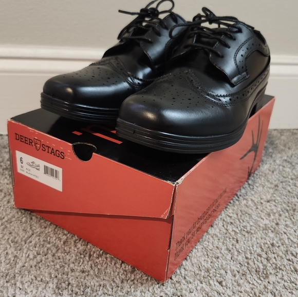 Deer Stags Ace Black Leather Oxfords Big Boy's Size 6M - Picture 10 of 11